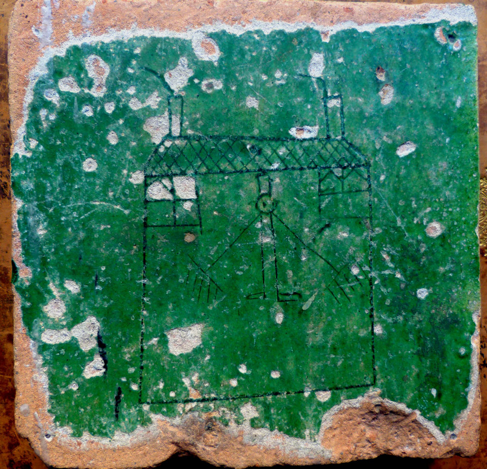Child's drawing on a tile