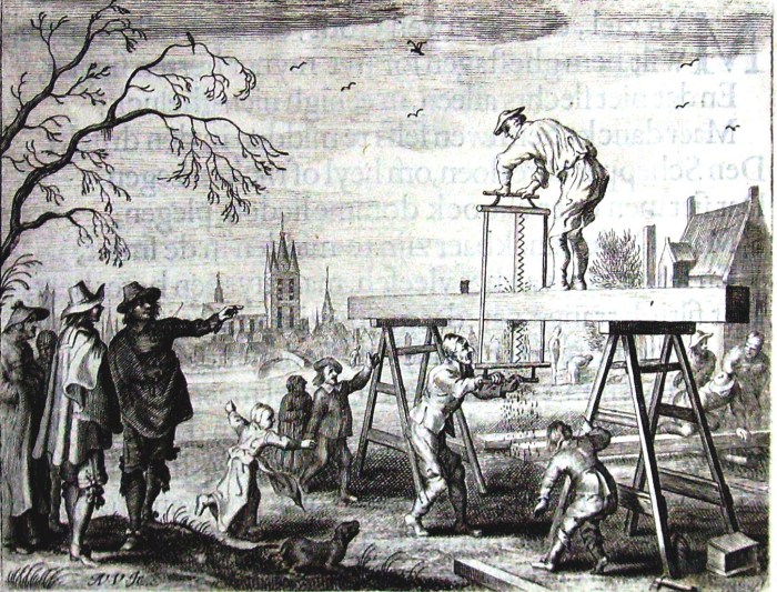 Sawyers. Engraving by A. van de Venne, ca. 1630